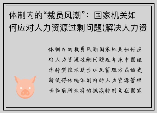 体制内的“裁员风潮”：国家机关如何应对人力资源过剩问题(解决人力资源过剩的常用方法)